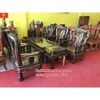 Bộ bàn ghế minh quốc triện gỗ mun tay 12 -BBG929