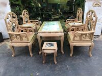 Bộ Bàn Ghế Móc Mỏ 7 Món Gỗ Gụ Hàng Mẫu dày