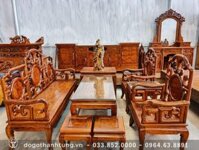 Bộ bàn ghế móc mỏ 8 món gỗ cẩm vàng chọn vân hoa