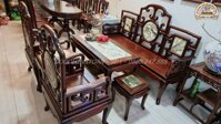 bộ bàn ghế móc mỏ hàng tái 6 món gỗ gụ hàng chọn gỗ