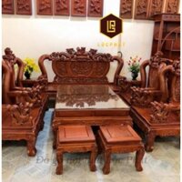Bộ Bàn Ghế Nghê Đỉnh 10 Món Lộc Phát Gỗ Hương Đá -BG