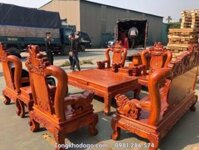 Bộ Bàn Ghế Nghê đỉnh 8 Món Gỗ Hương Đá