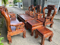 BỘ BÀN GHẾ NGHÊ ĐỈNH CỘT TAY 14 GỖ LIM CAMPUCHIA 10 MÓN