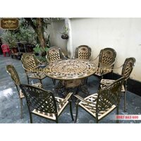 Bộ bàn ghế nhôm đúc MB001 sang trọng đẳng cấp, đặt ngoài trời hoặc trong nhà.