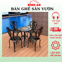 Bộ Bàn Ghế Nhôm Đúc Sân Vườn MD-60-4G 🔴 Chất Liệu Nhôm Đúc Sơn Tĩnh Điện, Mặt Đá Gốm, Hàng NKhẩu 🔴