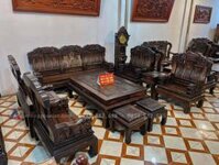 Bộ Bàn Ghế Như Ý Tay Voi Đặc 10 Món Gỗ Mun Hoa Lào Cao Cấp (Chú Bắc, Vĩnh Phúc)