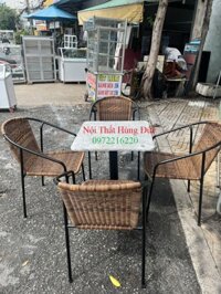 Bộ bàn ghế nhựa giả mây cafe ngoài trời