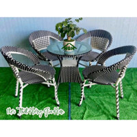Bộ bàn ghế nhựa giả mây HGH