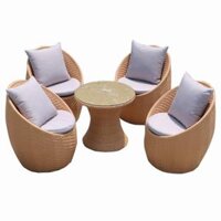 Bộ bàn ghế nhựa giả mây hình quả trứng