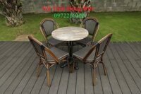 Bộ bàn ghế nhựa giả mây ngoài trời nk ml01