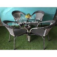 Bộ bàn ghế nhựa giả mây sân vườn ngoài trời