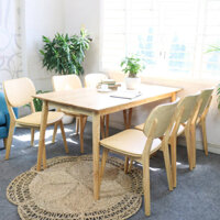 Bộ bàn ghế phòng ăn 4 - 6 - 8 chỗ IBIE Venus nệm kép gỗ cao su, tùy chọn kích thước, màu sắc, hàng xuất khẩu loại 1