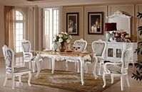 BỘ BÀN GHẾ PHÒNG ĂN CAO CẤP MÀU TRẮNG THANH LỊCH  GDT707+Y703 (BÀN DÀI+ 5 GHẾ)