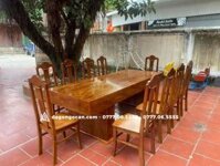 Bộ bàn  ghế phòng ăn đóng hộp gỗ hương  xám 10 ghế (Anh Minh – Hà Nội)