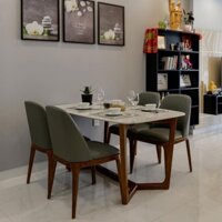 Bộ bàn ghế phòng ăn IBIE Concord mặt đá 4 - 6 - 8 chỗ Grace không tay gỗ cao su, tùy chọn màu sắc, hàng xuất khẩu loại 1