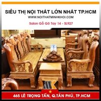 Bộ Bàn Ghế Phòng Khách Gỗ Gõ Đỏ Tay 14 Chạm Đào - SL927