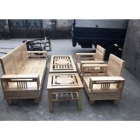 bộ bàn ghế phòng khách gỗ sồi nhập khẩu 5 món