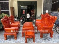 Bộ bàn ghế phòng khách Hoàng Gia gỗ xà cừ đỏ (Anh Tín, Hà Nội)