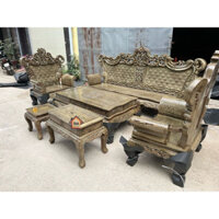Bộ bàn ghế phòng khách mẫu hoàng tay 12 gia gỗ mun đuôi công