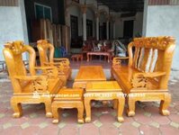 Bộ Bàn ghế phòng khách minh quốc đào gỗ xoan màu trần