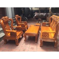 Bộ bàn ghế phòng khách nghê quốc voi gỗ lim nam phi tay 12