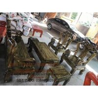 bộ bàn ghế phòng khách quốc đào gỗ tràm 6 món tay 10