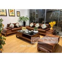 Bộ bàn ghế phòng khách, sofa 2 văng lớn chân đùi gà gỗ sồi G003  - Đồ Gỗ Mạnh Hùng