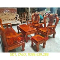 Bộ bàn ghế quốc đào tay 10 gỗ xà cừ 6 món