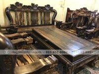 Bộ bàn ghế Quốc Nghê 8 món gỗ mun hoa cực vip (Chú Trung – Hải Phòng)
