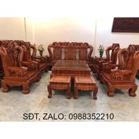 Bộ Bàn Ghế Quốc Voi Tay 14 Gỗ Hương Đá 10 Món