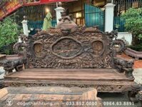 Bộ bàn ghế Rồng đỉnh 12 món gỗ mun hoa siêu VIP (anh Hoàng, Quảng Ninh)