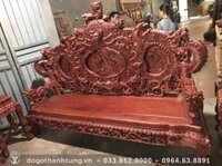 Bộ bàn ghế Rồng đỉnh 2m6 gỗ hương đỏ Lào 12 món đục tay đẳng cấp