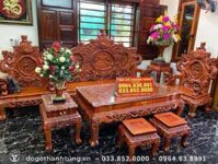 Bộ bàn ghế Rồng Đỉnh gỗ Hương đỏ Lào 8 món hàng đặt – chú Quân (Phú Thọ)