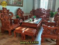 Bộ Bàn Ghế Rồng Khuỳnh Gỗ Hương Đá Tay 12 10 Món