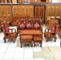 Bộ bàn ghế salon gỗ hương đá tay 10 - 6 món minh quốc đào