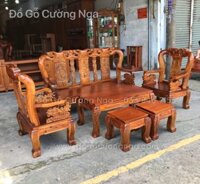 Bộ bàn ghế salon gỗ tràm tay 10 - 6 món màu cánh dán