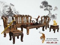 Bộ Bàn Ghế Salon Phòng Khách Gỗ Mun Tay 14/6 Món Cao Cấp - SL903