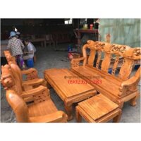 Bộ bàn ghế salon, sofa phòng khách ,bộ triện đào gỗ gõ đỏ tay 12 Mã 53 giá xưởng, chất gỗ đẹp