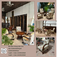 Bộ bàn ghế salon thùng nệm hoa vintage tại Salonthung