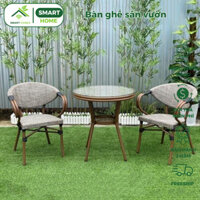 Bộ bàn ghế sân vườn SMARTHOMES nhập khẩu có tay dùng phòng khách sân vườn quán cafe nhà hàng