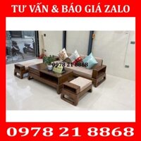 Bộ bàn ghế sofa mini gỗ sồi nga, bàn ghế sofa chung cư hiện đại