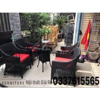 Bộ bàn ghế sofa nhựa giả mây sân vườn ngoài trời