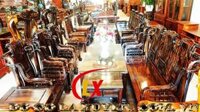 Bộ bàn ghế Tần cao gỗ mun hoa Lào. Bộ gồm 8 món