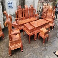 Bộ bàn ghế tần thuỷ hoàng tay 12 gỗ hương đá cột siêu cong hàng Vip 6 món ( Anh Quang - Thái Bình )