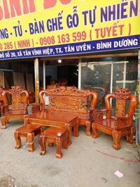 BỘ BÀN GHẾ TAY 12 GỖ TRÀM BÔNG VÀNG