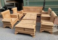 Bộ Bàn Ghế Tời Pháo Đục Trống Đồng Tay 14 Gỗ Gõ Đỏ