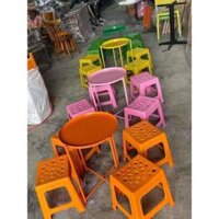 BỘ BÀN GHẾ TRÀ CHANH(GHẾ NHỰA, BÀN SƠN TĨNH ĐIỆN NHIỀU MÀU)