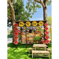 Bộ bàn ghế tre 5 món tiểu cảnh tết( bàn đứng+2 ghế 1+ 2 đôn)