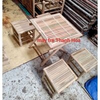 bộ bàn ghế tre [bàn xếp 50 + 4 đôn]