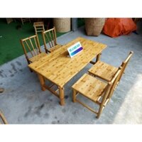 Bộ bàn ghế tre bào sơn Pu cao cấp lưng tựa quán ăn gia đình....
